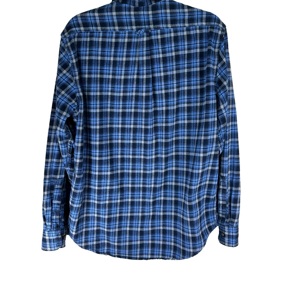 Eddie Bauer Shirt Mens Sz XL Blue Gray Flannel Plaid Button Up Cotton - Picture 2 of 9